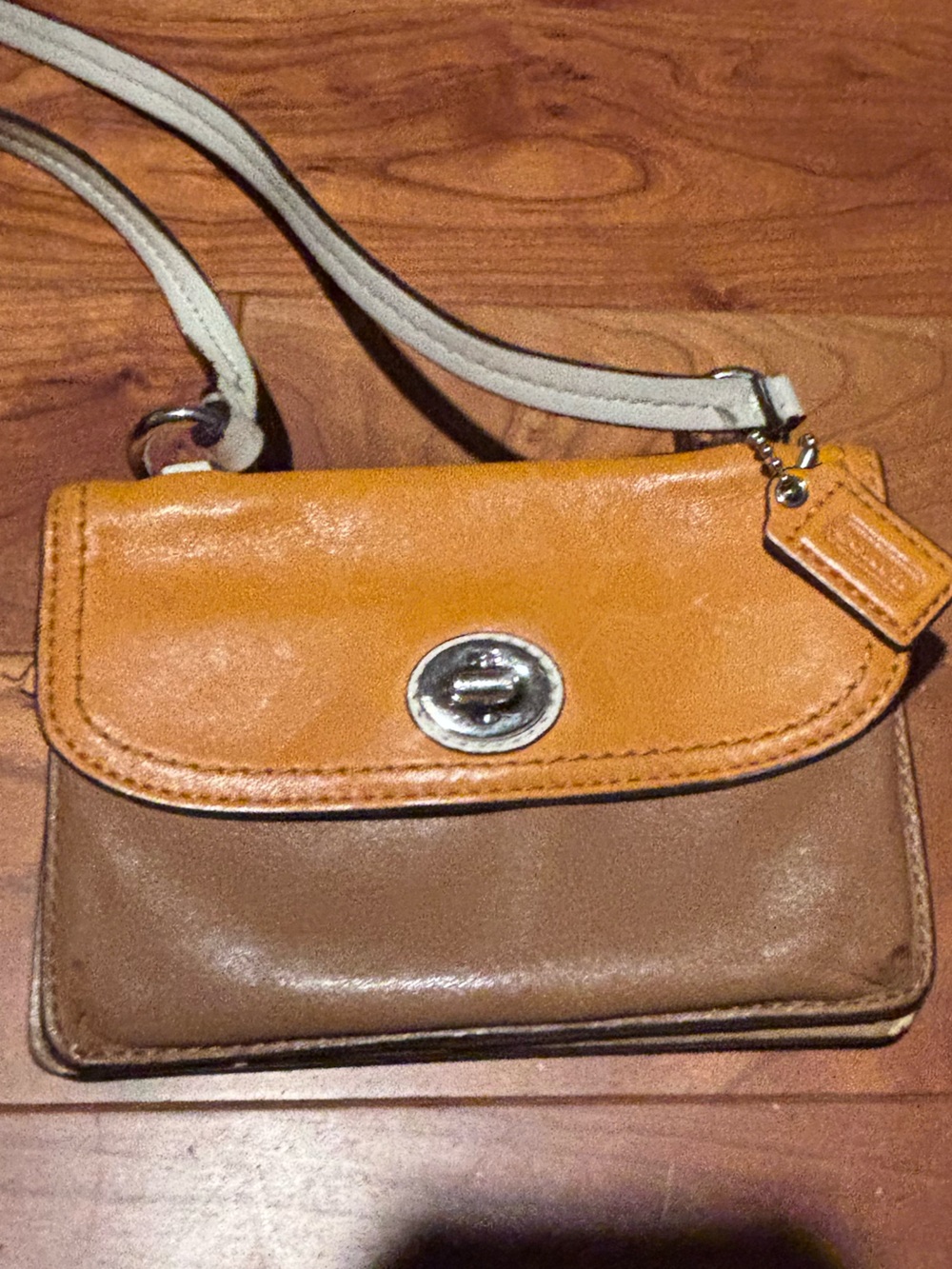 Coach Park Dylan Turnlock Two-Tone Brown & Orange Leather Crossbody Bag - Picture 2 of 6